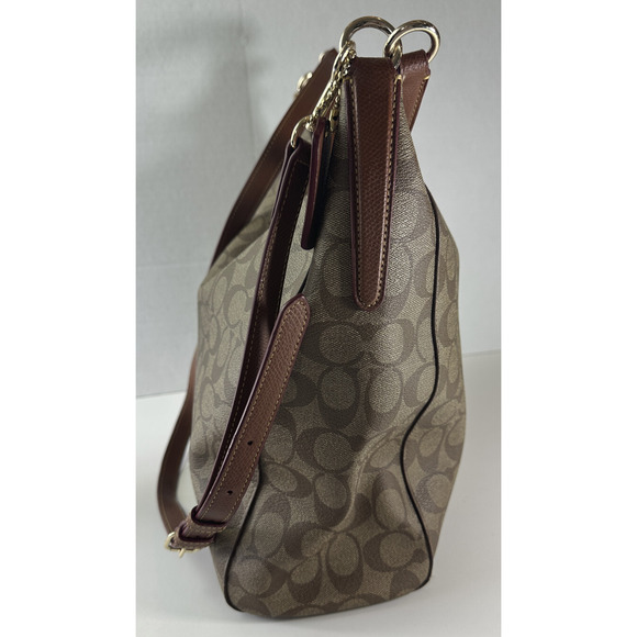 Coach Celeste Convertible Hobo Monogram Signature Coated Canvas Brn Shoulder Bag - Picture 11 of 16